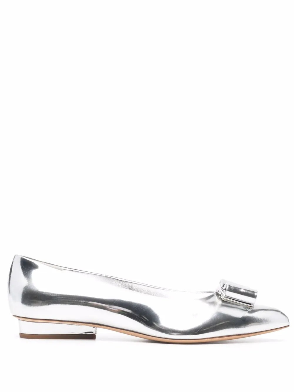 Ferragamo Viva Ballerina Flat — Silver