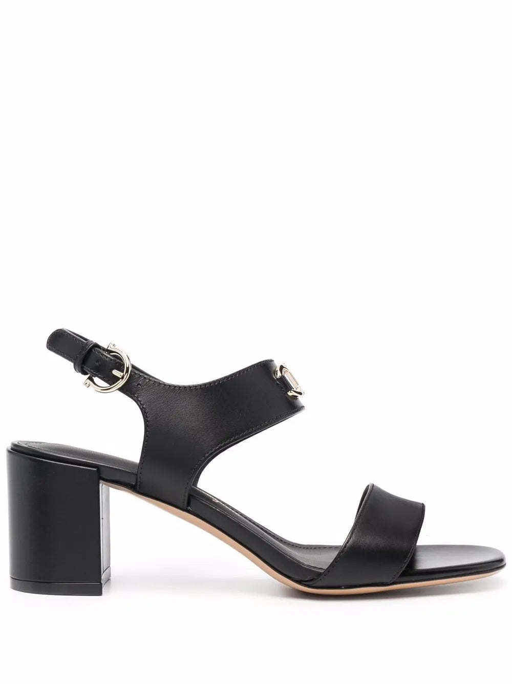 Ferragamo Gancini-Plaque Leather Sandal — Black