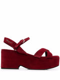 Ferragamo Suede Platform Platform Heel Sandal — Red