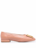 Ferragamo Embossed-Logo Plaque Flat — Pink