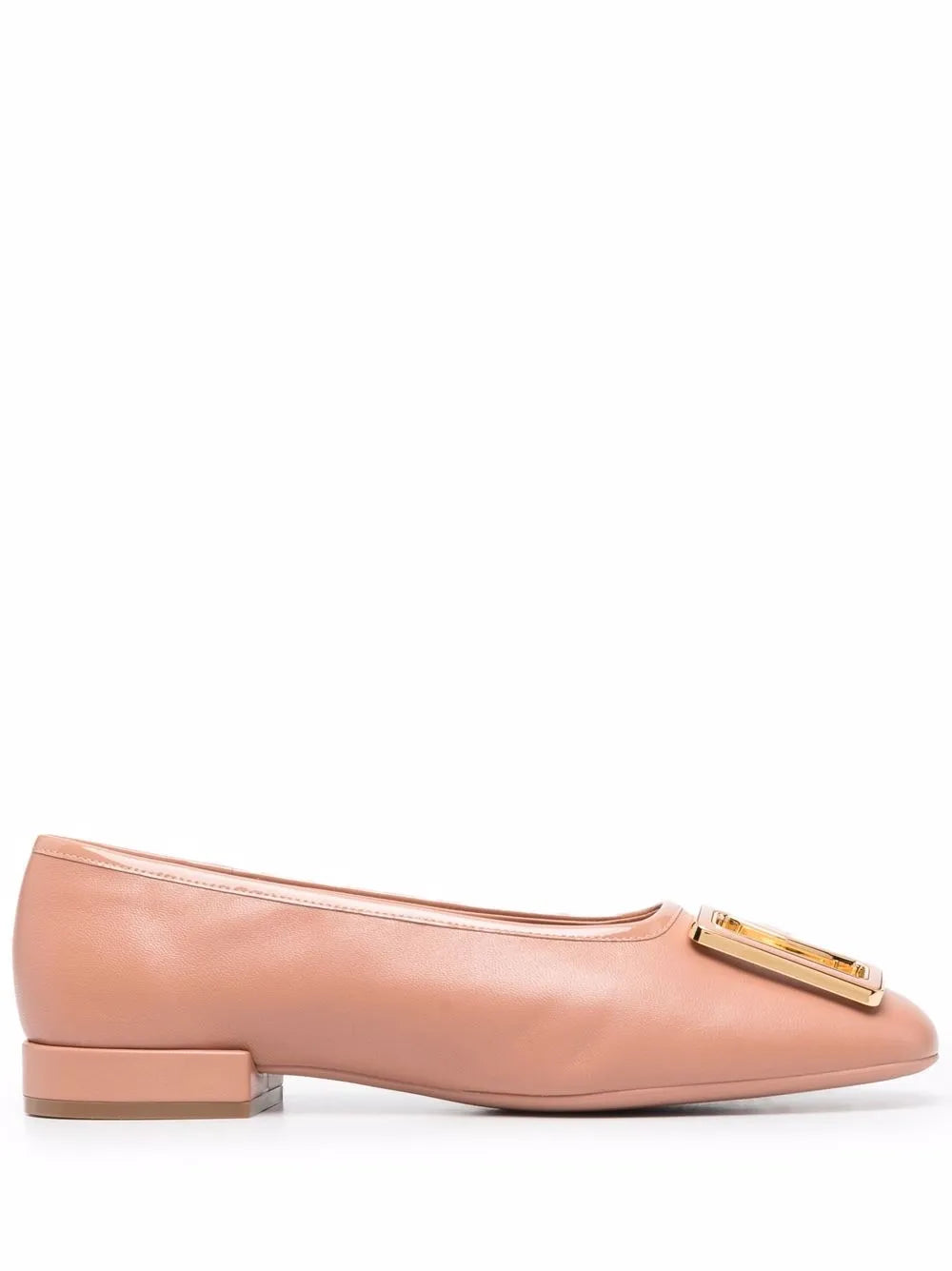 Ferragamo Embossed-Logo Plaque Flat — Pink