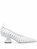 Ferragamo Rhinestone-Embellished Pump — Blue