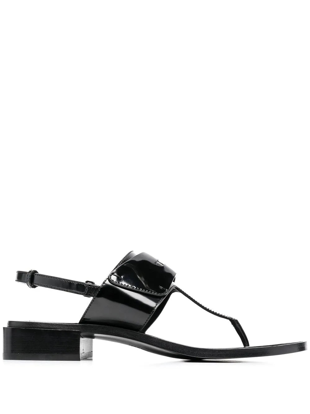 Ferragamo Logo-Plaque Thong Sandal — Black