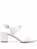 Ferragamo Gancini Logo-Plaque Block Heel Sandal — White