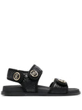 Ferragamo Logo-Plaque Detail Sandals — Black