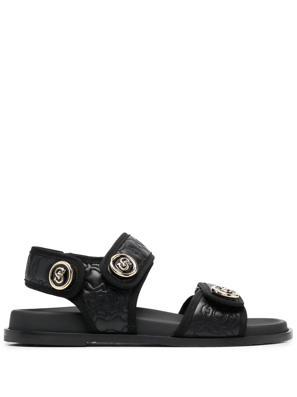 Ferragamo Logo-Plaque Detail Sandals — Black