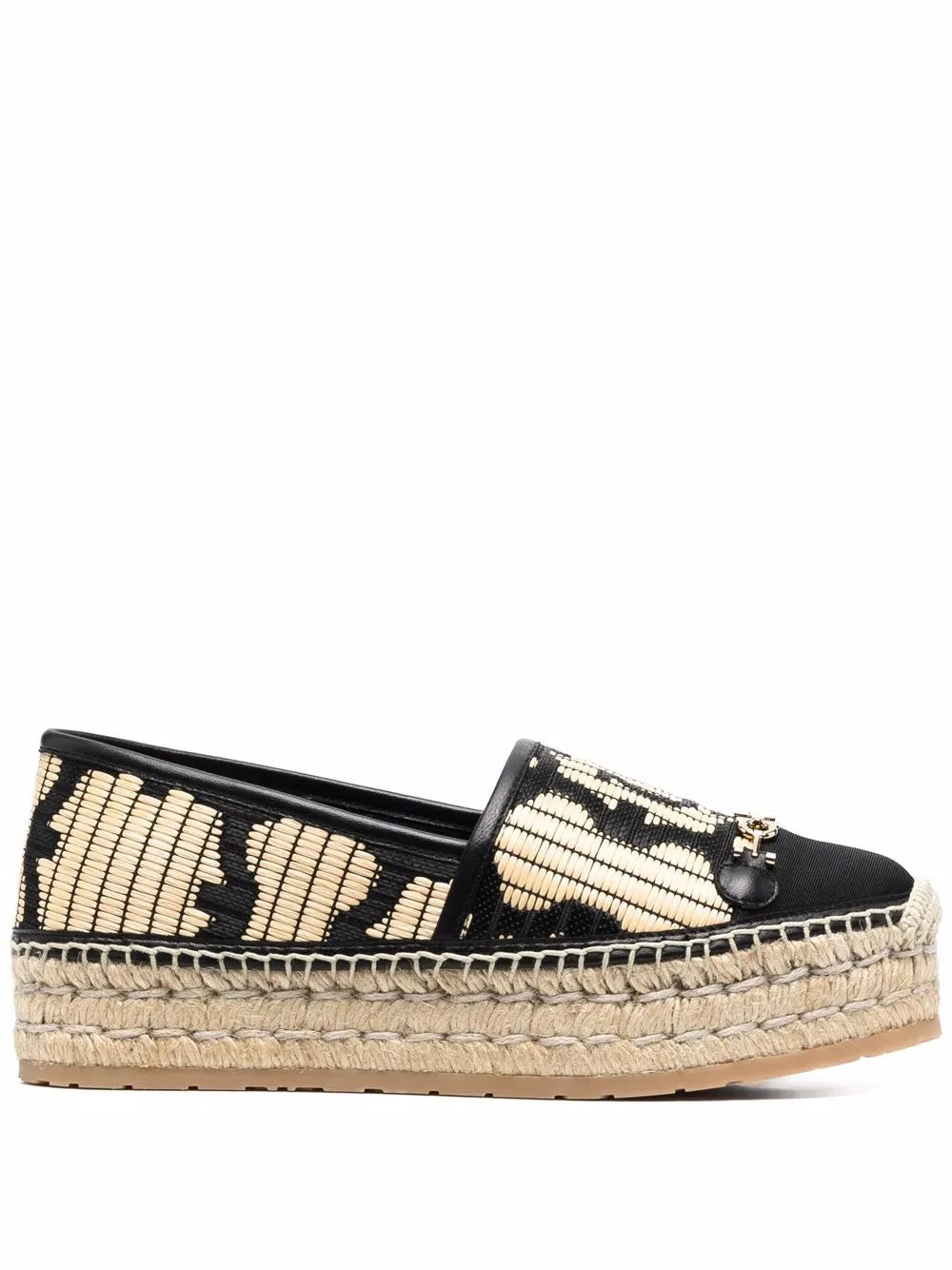 Ferragamo Logo-Embroidered Espadrille — Black