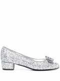 Ferragamo Glitter-Detail Pump — Silver