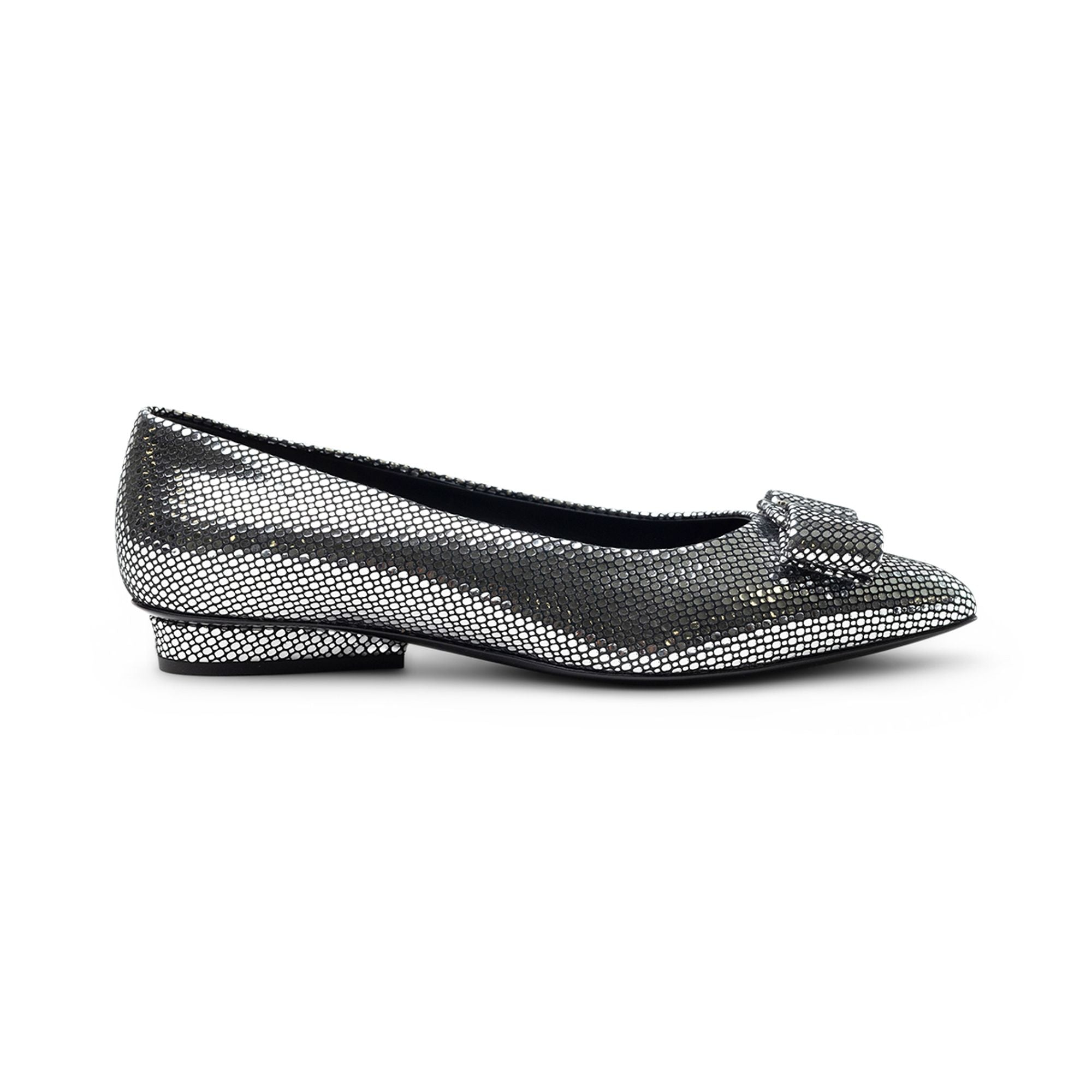 Ferragamo Sequin-Embellished Ballet Flat — Silver