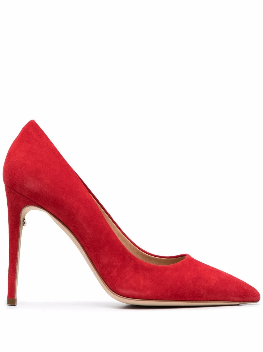 Ferragamo Pointed 110mm Suede Pump — Red
