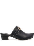 Ferragamo Gancini Leather Mule — Black