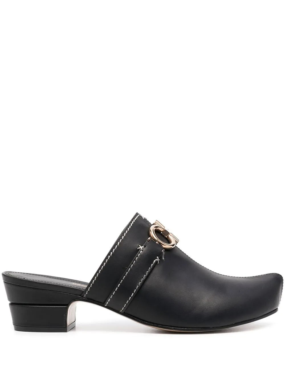 Ferragamo Gancini Leather Mule — Black