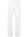Ferragamo High-Waisted Straight-Leg Trousers — White