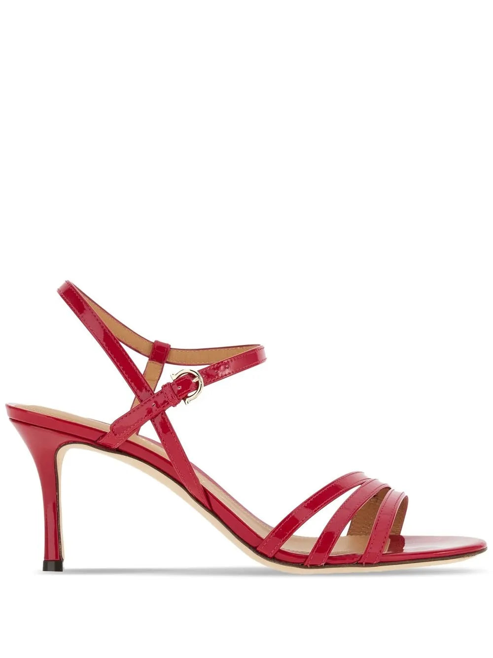 Ferragamo Patent Leather 70mm Heeled Sandal — Red