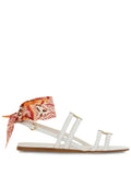 Ferragamo Lace-Up Leather Sandal — White