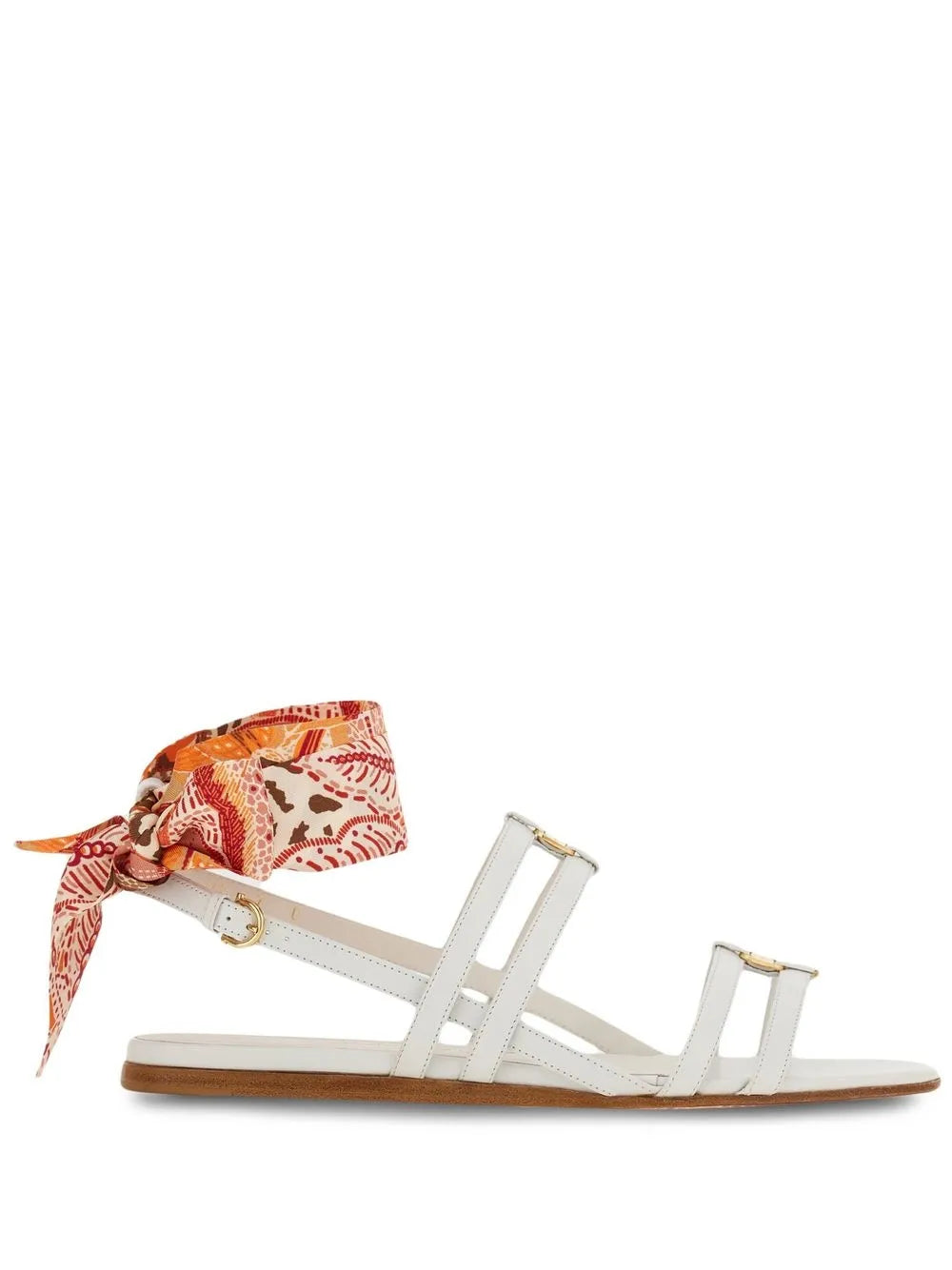 Ferragamo Lace-Up Leather Sandal — White