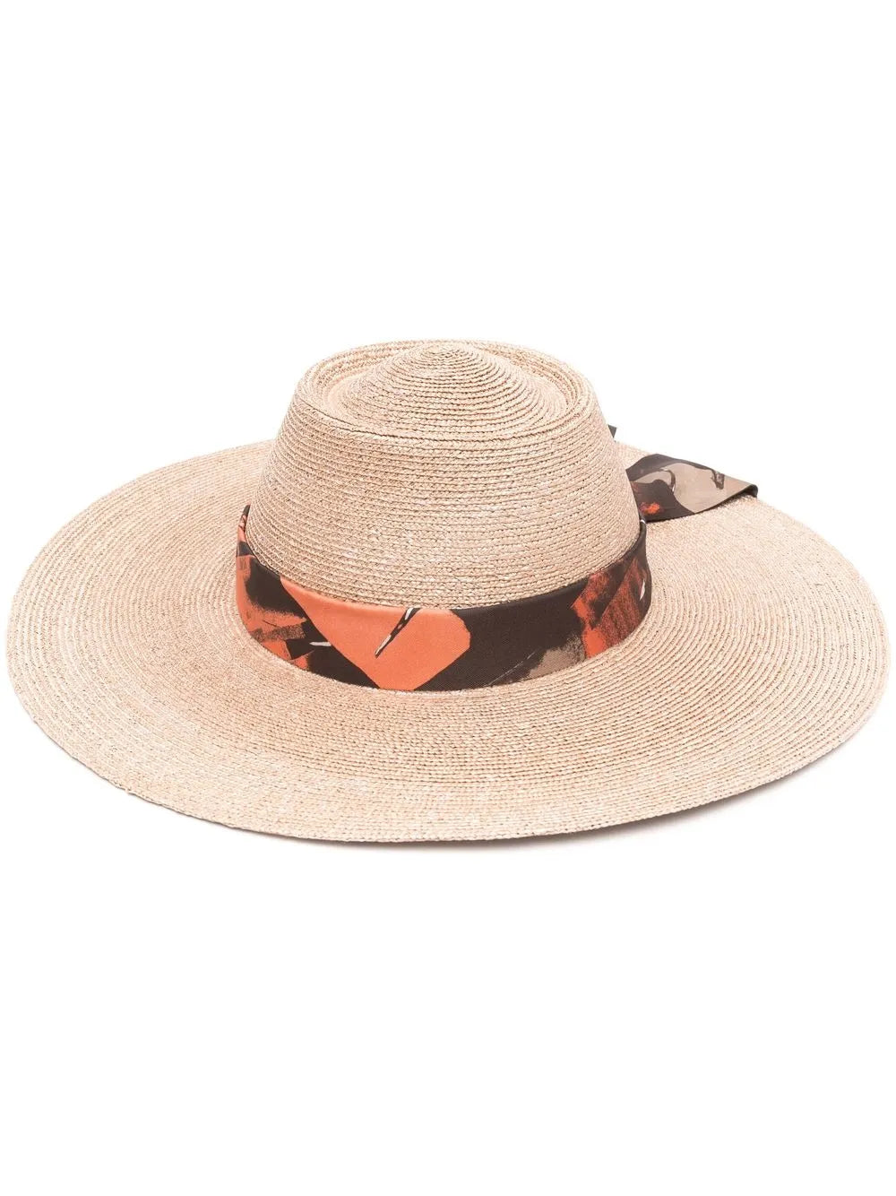 Ferragamo 360715755755 Ribbon-Tie Straw Sun Hat — Beige