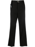 Ferragamo Straight-Leg Belted Trousers — Black