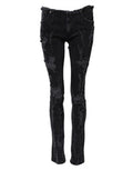 Women's Black Cotton Tattered Skinny Denim Jeans Clothing