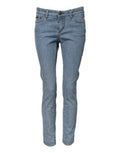 Women's Blue Cotton Pretty Midwaist Skinny Denim Jeans Elastane Clothing