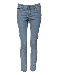 Women's Blue Cotton Pretty Midwaist Skinny Denim Jeans Elastane Clothing
