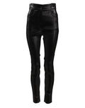 Women's Black Cotton Stretch Lurex Thread Skinny Pants