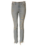Women's Light Blue High Waist Skinny Denim Jeans Cotton Elastane Clothing