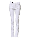 Women's White Grace Mid Waisted Skinny Denim Jeans Cotton Elastane Clothing