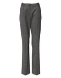Women's Gray Checkered High Waist Flared Pants Virgin Wool Elastane