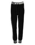 Women's Black Cotton Jogger Logo Waist Pants