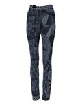 Women's Blue Graphic Print Cotton Skinny Denim Jeans Elastane Clothing