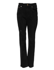 Women's Black Boyfriend Cotton Flared Denim Jeans Elastane Clothing