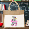 Bolsa de Yute Personalizada con Nombre Día del Profesor Agradecimiento Vuelta al Cole Regalo de Cumpleaños para Profesor