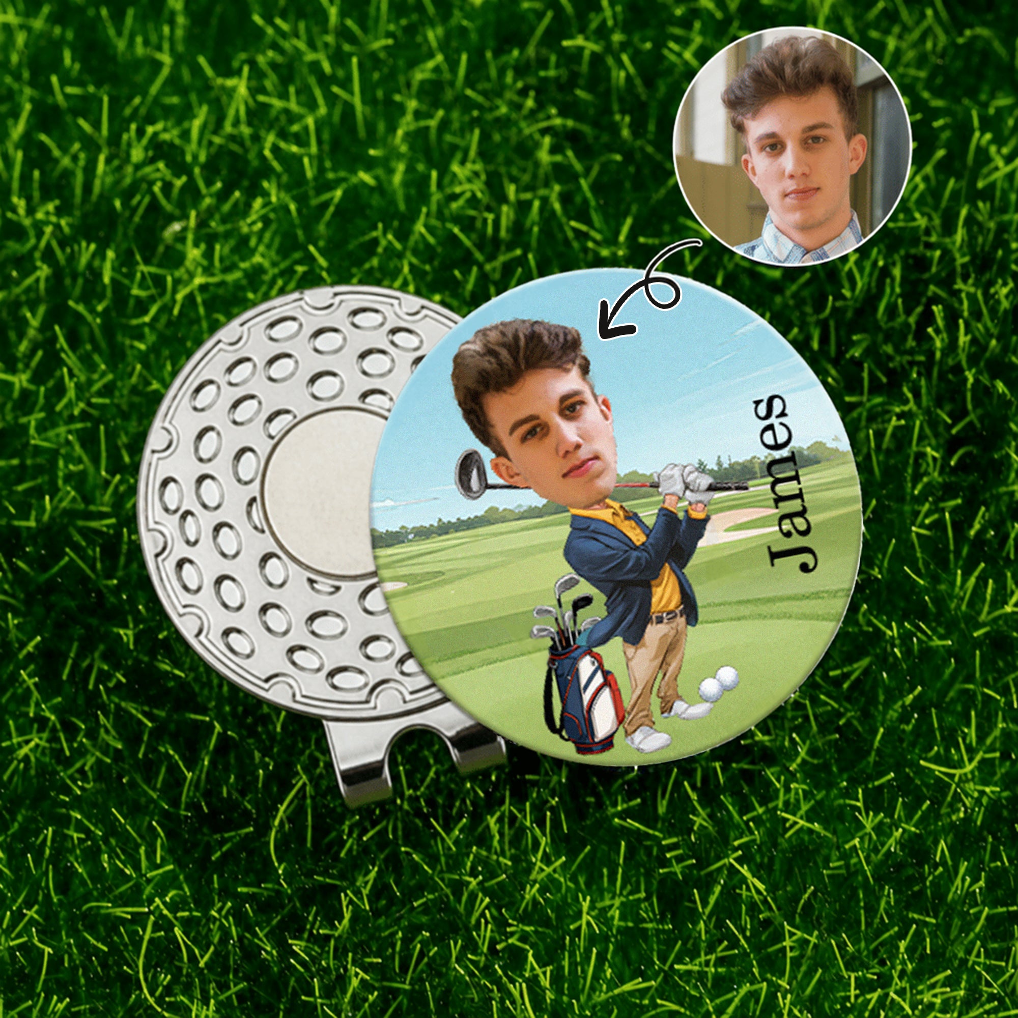 Cara Personalizada Cartoon Character Golf Ball Marker Magnético Hat Clip con Nombre Birthday Game Day Gift for Golf Player