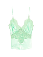 Green Satin Lace Top - 8