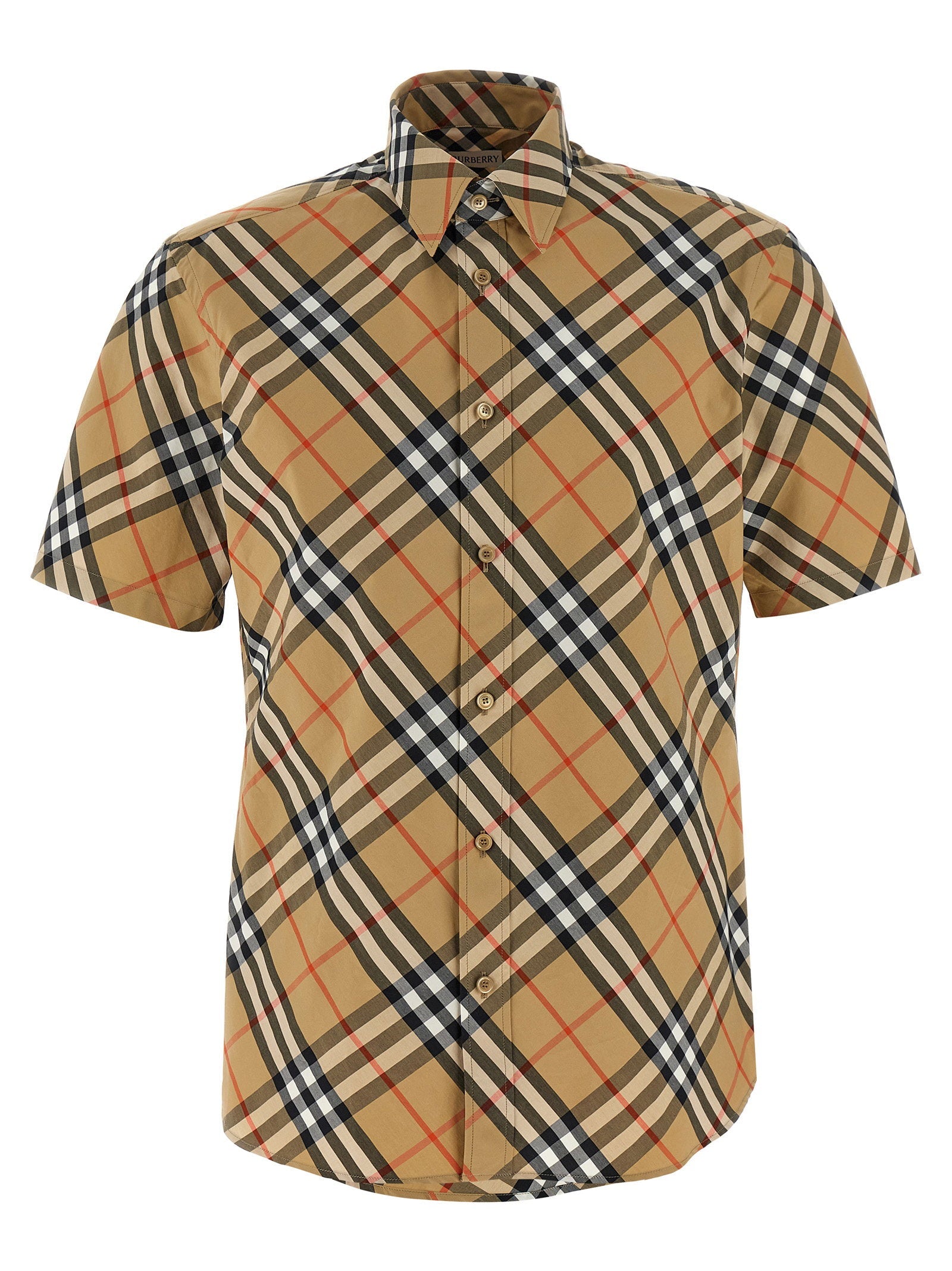 Burberry Burberry Check Cotton Poplin Shirt — Beige