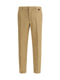 Gucci Web-Trimmed Cotton Trousers — Beige