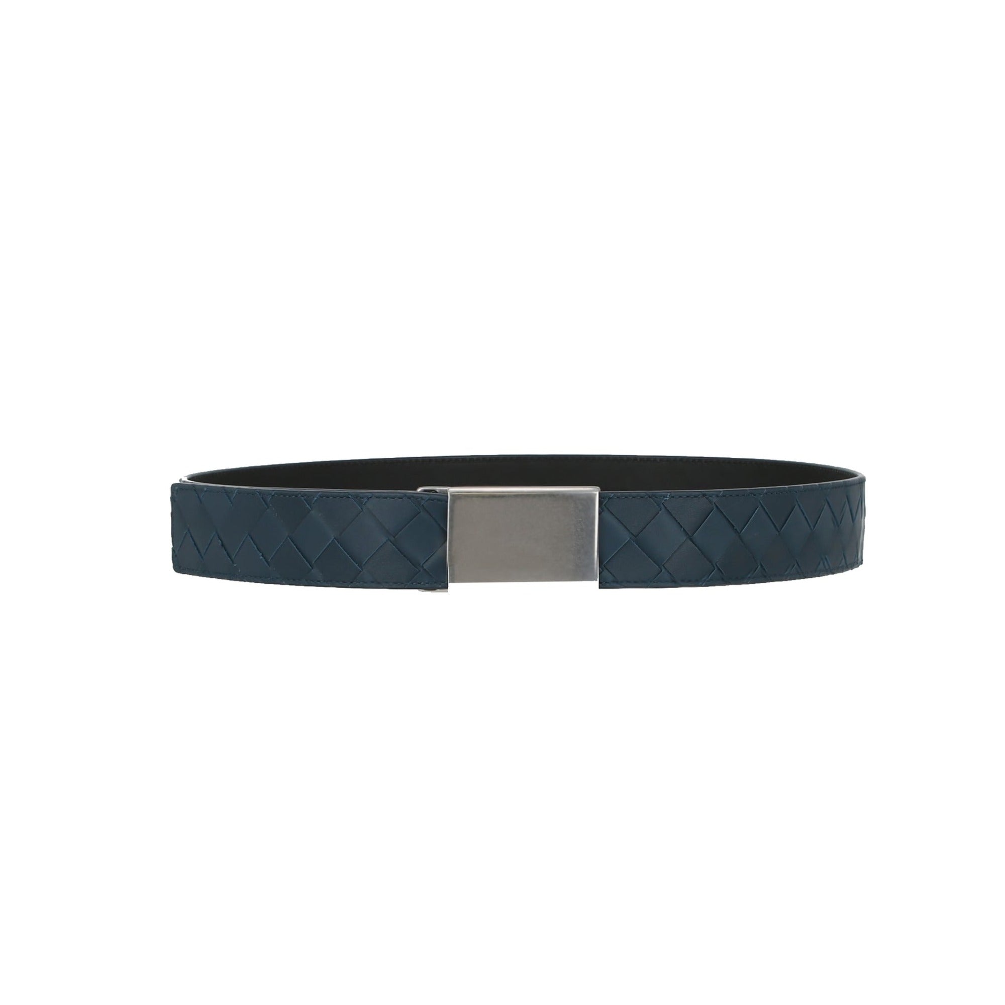 Bottega Veneta Intrecciato Woven Leather Belt — Blue