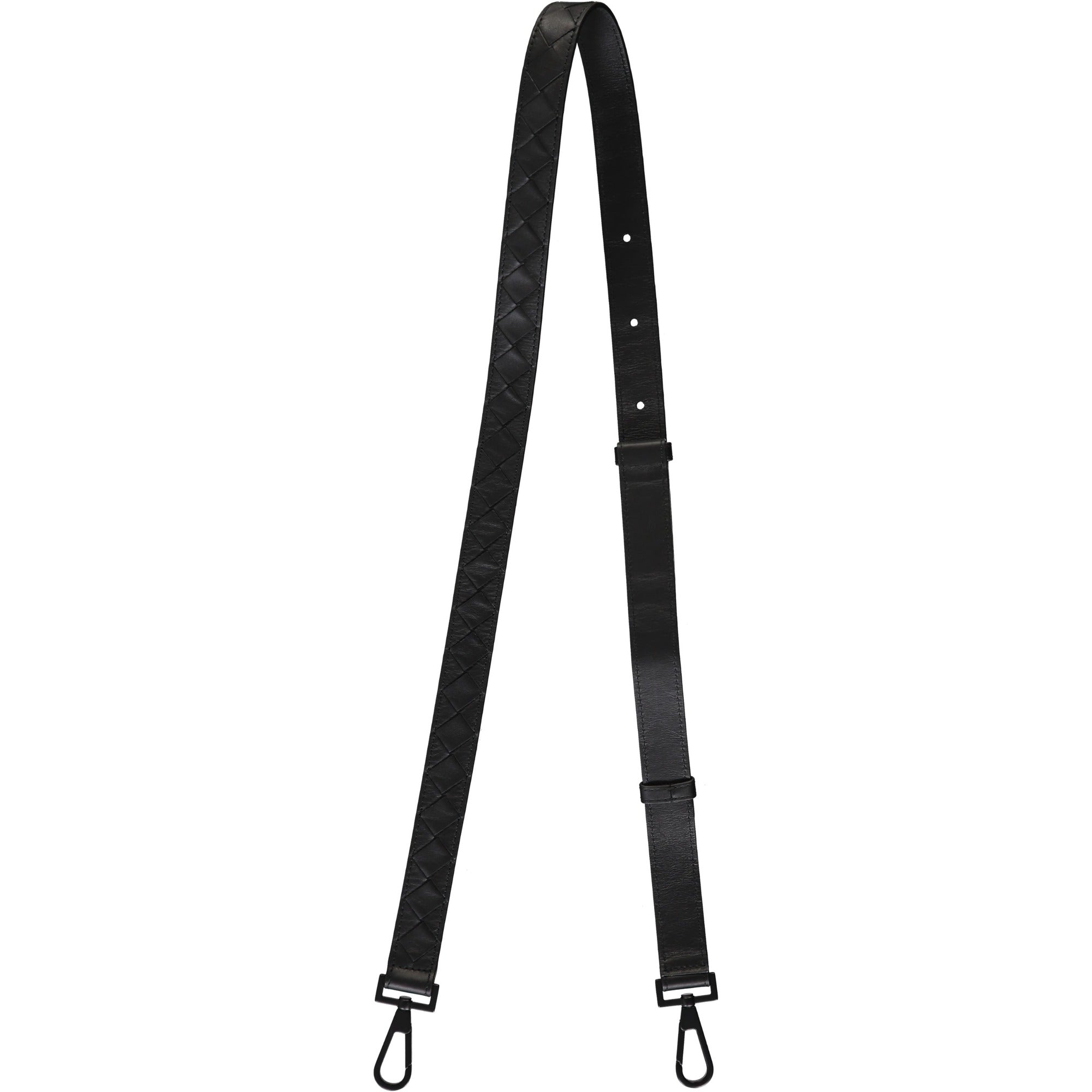 Bottega Veneta Intrecciato Leather Shoulder Strap — Black