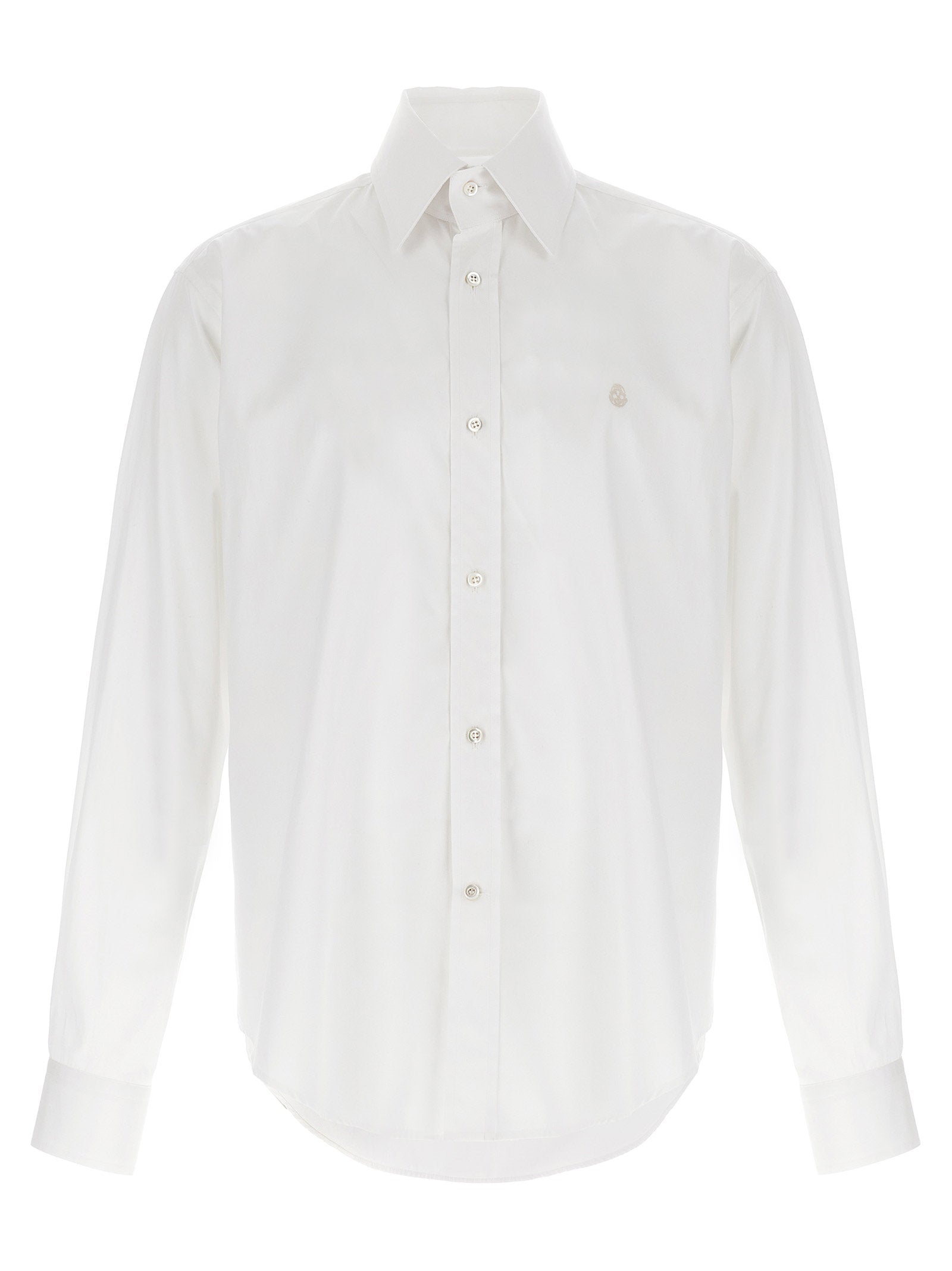 Alexander McQueen Skull-Embroidered Cotton Poplin Shirt — White