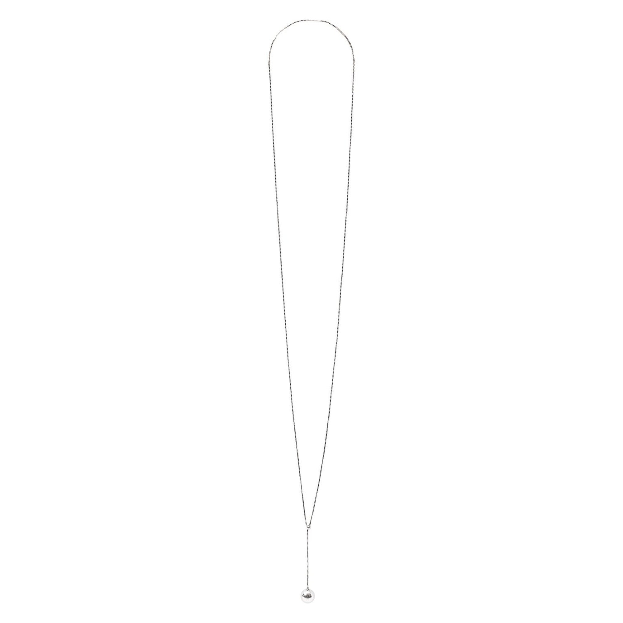 Bottega Veneta Sphere Pendant Box-Chain Necklace — Silver