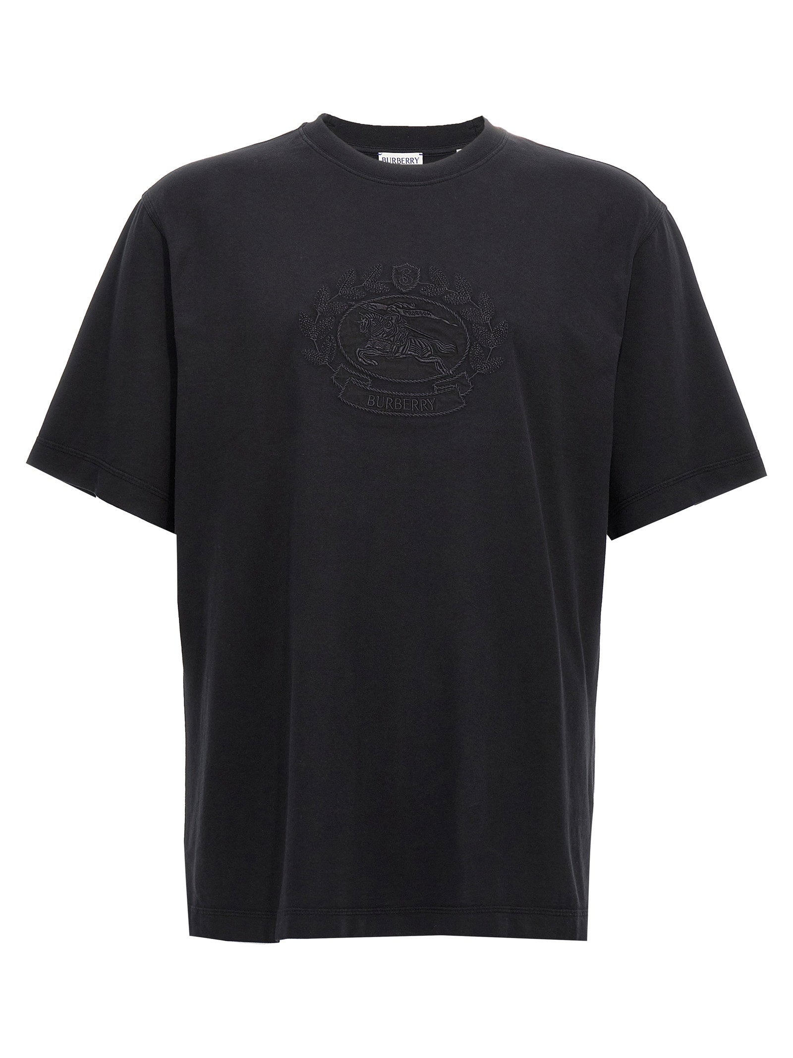 Burberry Logo-Embroidered T-shirt — Black