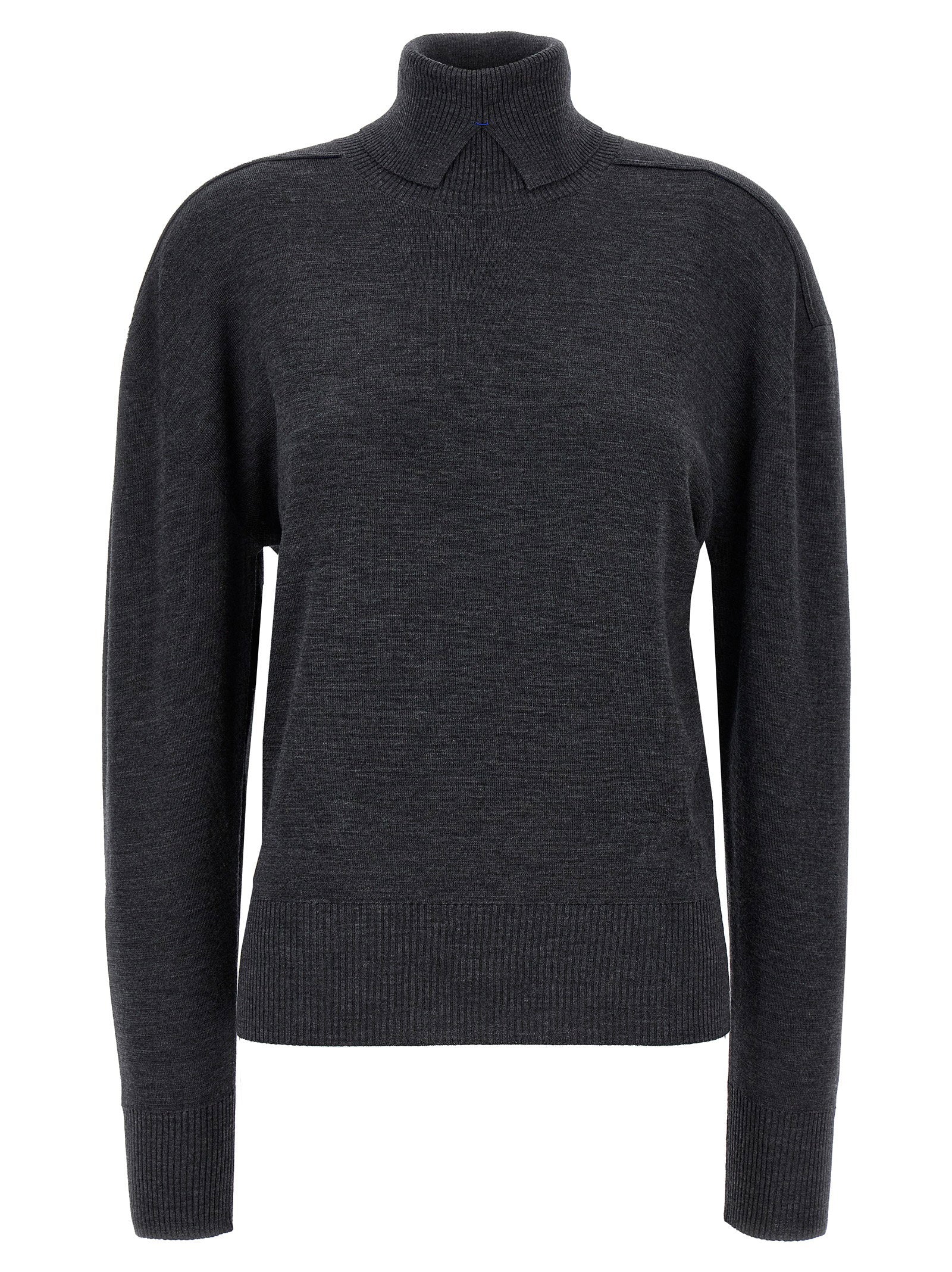 Burberry Wool High-Neck Sweater — Charcoal