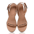 Balenciaga Logo Block Heel Sandal — Beige
