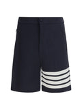 Thom Browne 4-Bar Striped Technical Bermuda Shorts — Navy