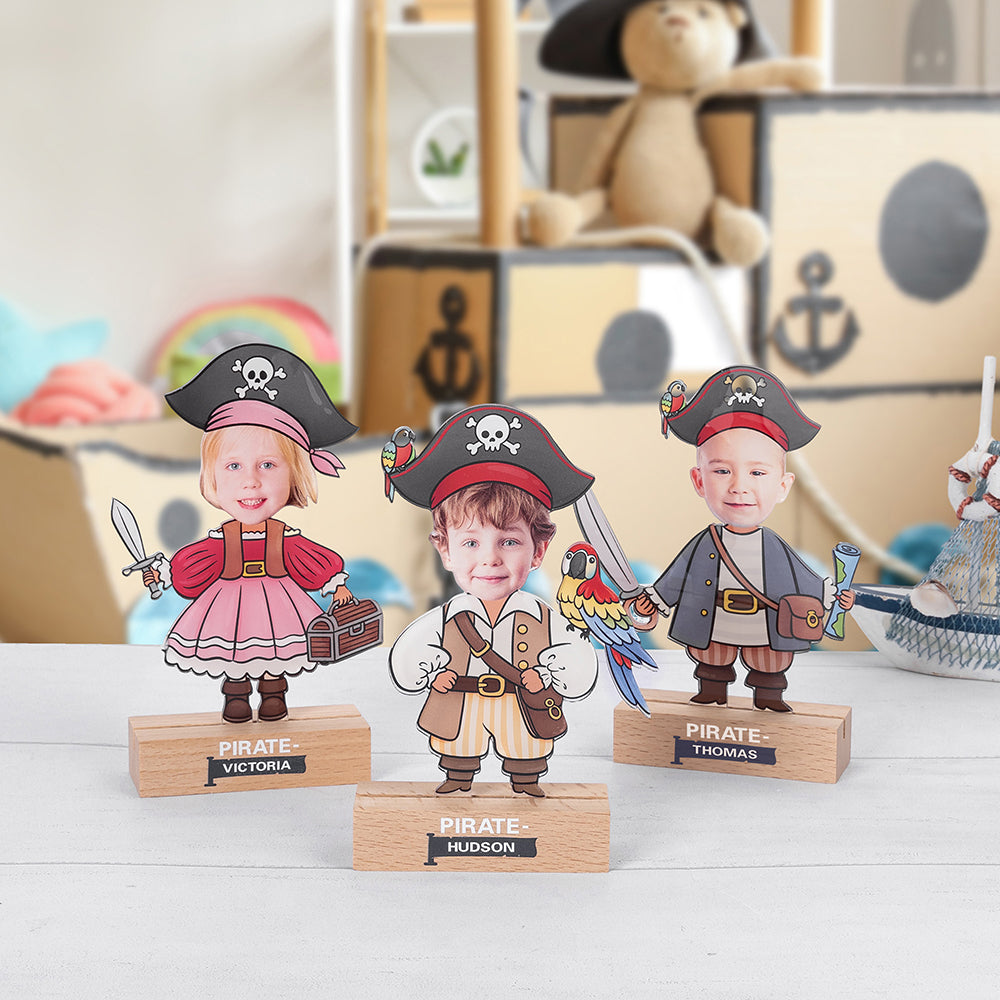 Placa acrílica transparente personalizada con nombre y base de madera Decoración de escritorio para fiesta Día del niño Regalo de cumpleaños para niño Niña