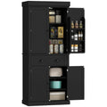 71" Tall Pantry Cabinet with LED Motion Sensor Light, Freestanding Kitchen Pantry with Adjustable Shelves, Black