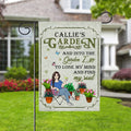 Bandera de jardín personalizada con el nombre del personaje de dibujos animados Planta Flor Decoración de jardín Regalo del Día de los Padres para mamá Abuela Familia Amantes de la jardinería