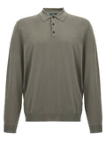 Zanone Wool Knit Polo Shirt — Grey