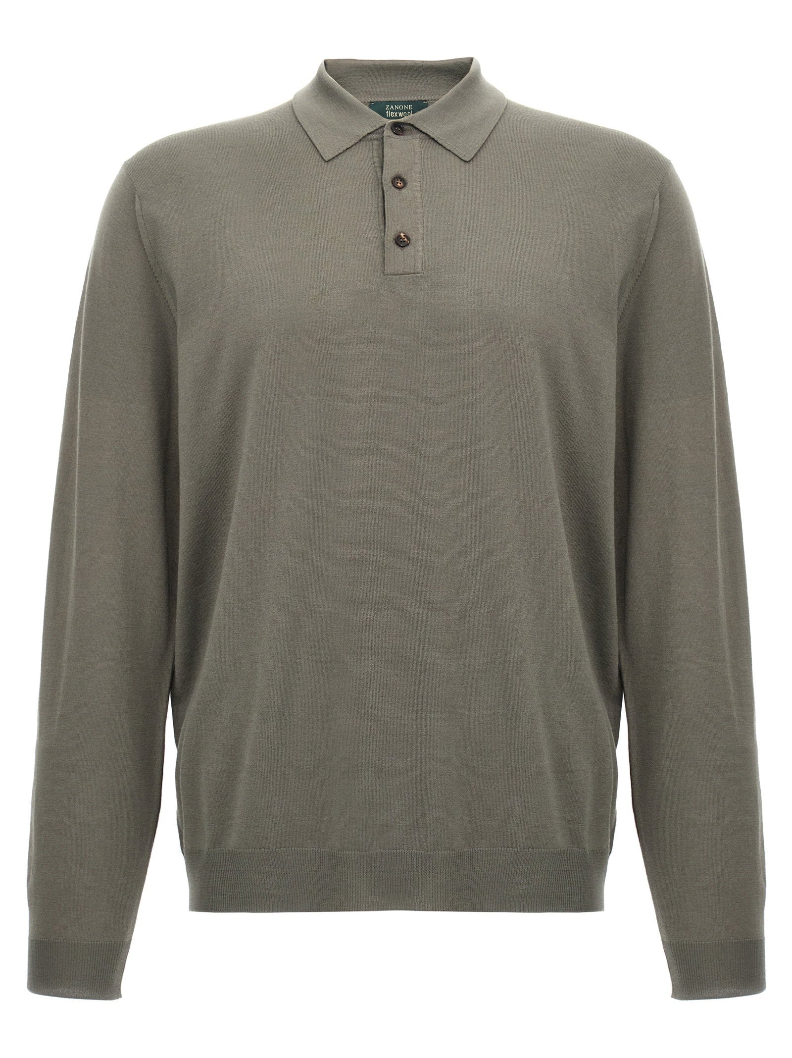 Zanone Wool Knit Polo Shirt — Grey